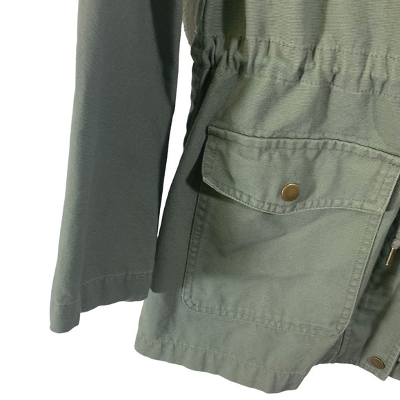 Forever 21 Women's Army Green Cotton Jacket with Draw String Waist 2 pockets SM - Picture 6 of 12